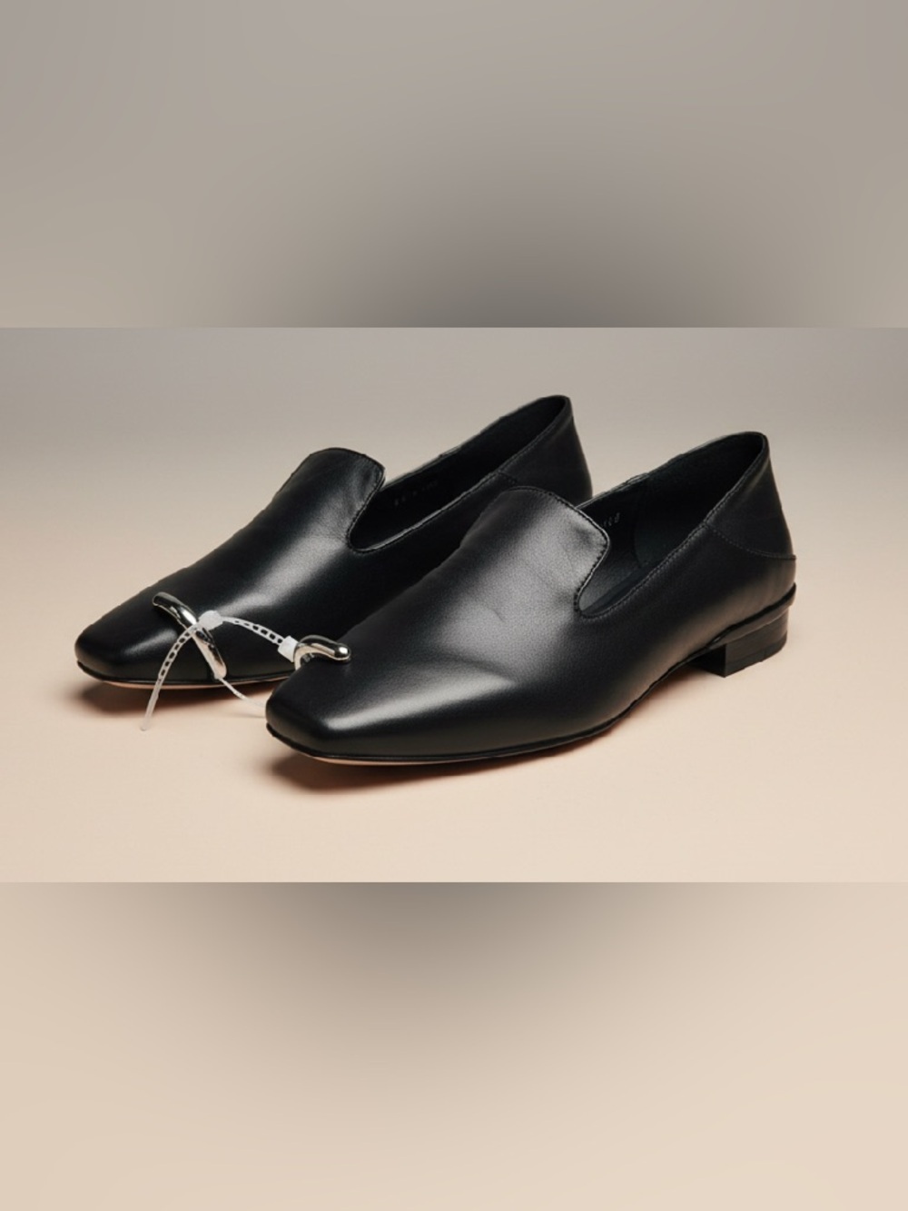 Silver Jeans Black Leather Slip-On Loafers with Metal Bit